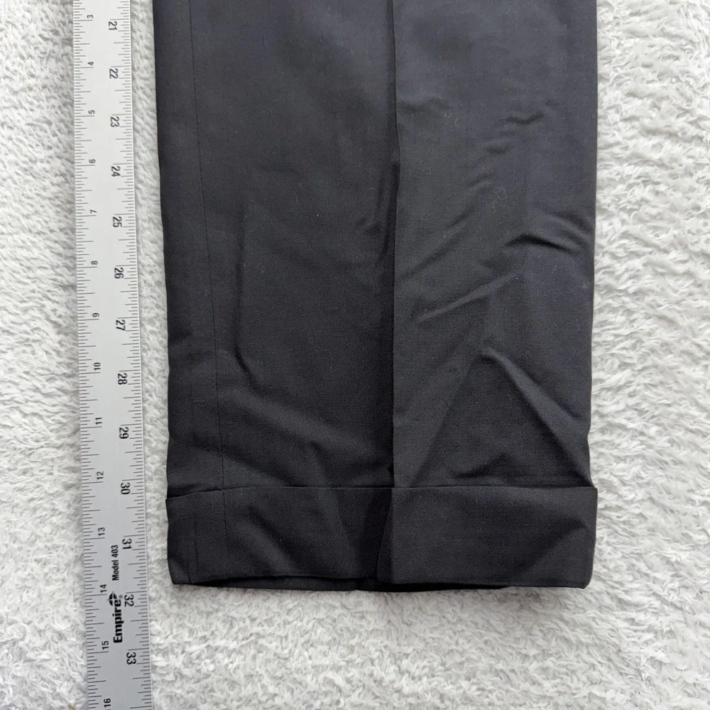 Lauren Ralph Lauren Mens Black 100% Wool Pleated Cuffed Dress Pants 32W 32L